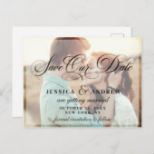 Elegant Calligraphy Wedding Save the Date PHOTO Briefkaart (Voorkant / Achterkant)
