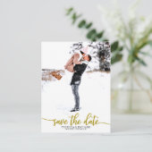 Elegant Calligraphy Wedding Save the Date Photo Briefkaart (Staand voorkant)