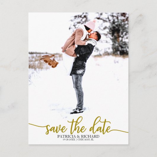 Elegant Calligraphy Wedding Save the Date Photo Briefkaart (Voorkant)