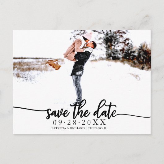 Elegant Calligraphy Wedding Save the Date Photo Briefkaart (Voorkant)