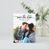 Elegant Calligraphy Wedding Save the Date Photo Briefkaart (Staand voorkant)