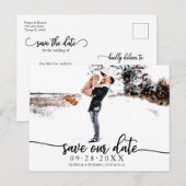 Elegant Calligraphy Wedding Save the Date Photo Briefkaart (Voorkant / Achterkant)
