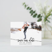 Elegant Calligraphy Wedding Save the Date Photo Briefkaart (Staand voorkant)