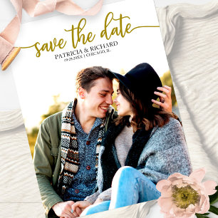 Elegant Calligraphy Wedding Save the Date Photo Briefkaart