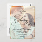 Elegant Calligraphy Wedding Save the Date PHOTO Briefkaart (Voorkant / Achterkant)