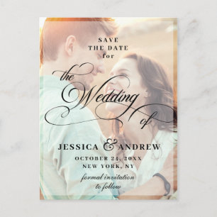 Elegant Calligraphy Wedding Save the Date PHOTO Briefkaart