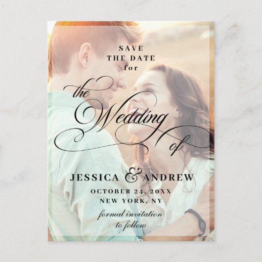 Elegant Calligraphy Wedding Save the Date PHOTO Briefkaart (Voorkant)