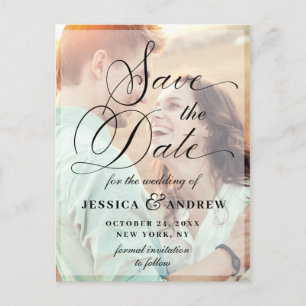 Elegant Calligraphy Wedding Save the Date PHOTO Briefkaart