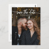 Elegant Calligraphy Wedding Save the Date Photo Briefkaart (Voorkant / Achterkant)