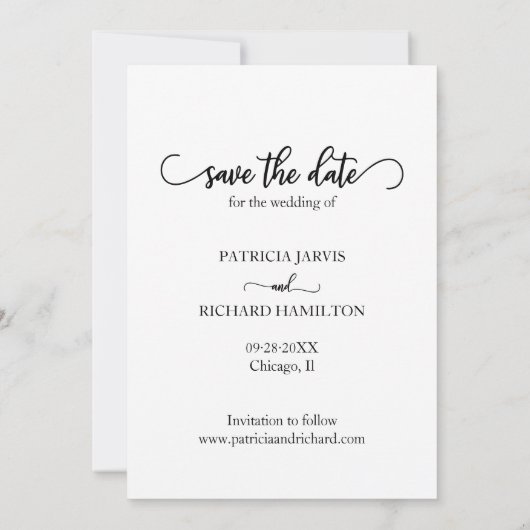 Elegant Calligraphy Wedding Save the Date Photo Kaart (Achterkant)