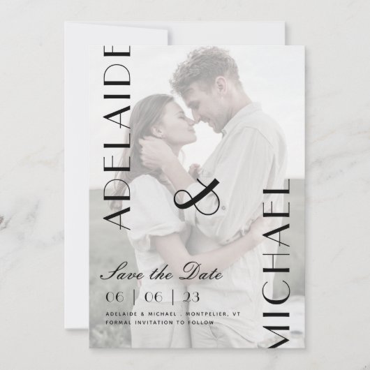 Elegant Calligraphy Wedding Save the Date Photo Kaart (Voorkant)