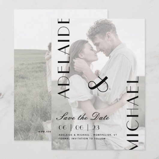 Elegant Calligraphy Wedding Save the Date Photo Kaart (Voorkant / Achterkant)