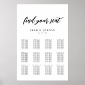Elegant Calligraphy Wedding Seating Chart Poster (Voorkant)
