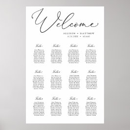 Elegant Calligraphy Wedding Seating Chart Poster