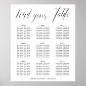 Elegant Calligraphy Wedding Seating Table Chart Poster (Voorkant)