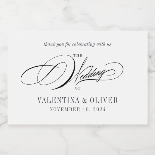 Elegant Calligraphy Wedding Sparkling Wijnetiket (Enkel label)