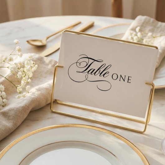Elegant Calligraphy Wedding Table Number Kaart