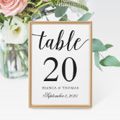Elegant Calligraphy Wedding Table Number Kaart