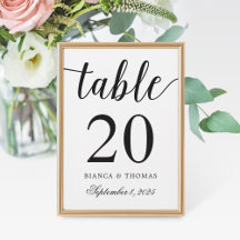 Elegant Calligraphy Wedding Table Number