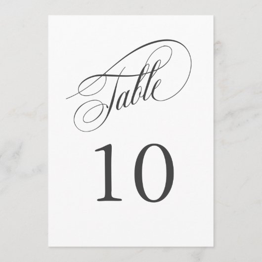 Elegant Calligraphy Wedding Table Numbers (Achterkant)