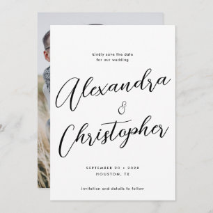 Elegant Calligraphy Wedding Verloving Photo Save The Date