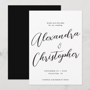 Elegant Calligraphy Wedding Verloving Save The Date