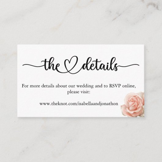 Elegant Calligraphy Wedding Website Enclosure Car Informatiekaartje (Voorkant)