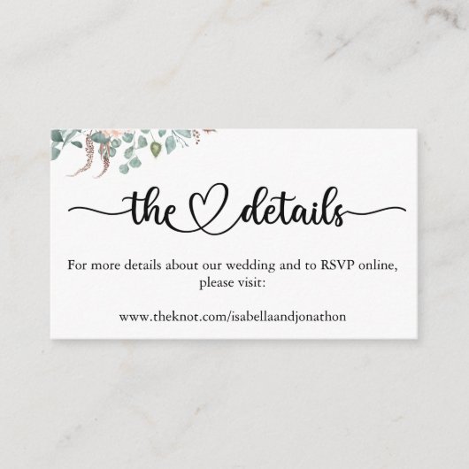 Elegant Calligraphy Wedding Website Enclosure Car Informatiekaartje (Voorkant)