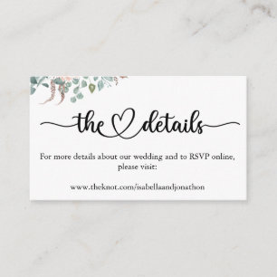 Elegant Calligraphy Wedding Website Enclosure Car Informatiekaartje