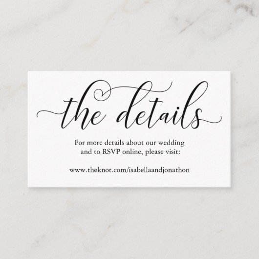 Elegant Calligraphy Wedding Website Enclosure Card Informatiekaartje (Voorkant)