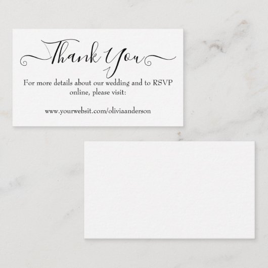 Elegant Calligraphy Wedding Website Enclosure Card Informatiekaartje (Voorkant / Achterkant)