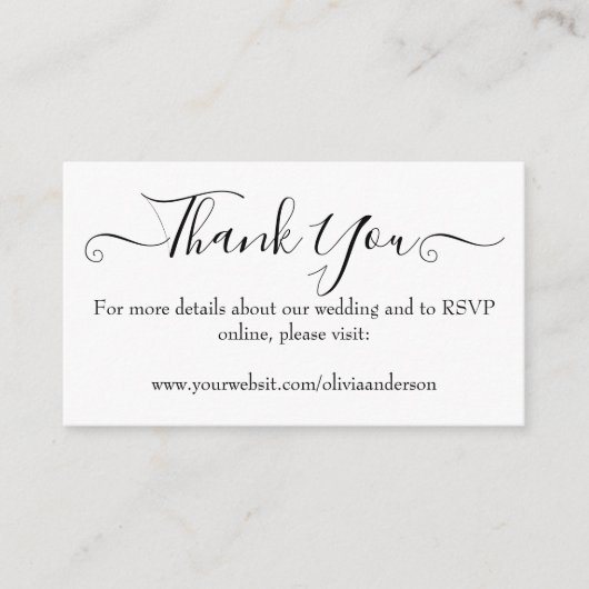 Elegant Calligraphy Wedding Website Enclosure Card Informatiekaartje (Voorkant)