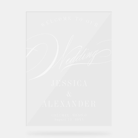 Elegant Calligraphy Wedding Welcome Acryl Bord (Voorkant)