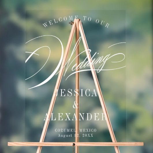 Elegant Calligraphy Wedding Welcome Acryl Bord (Neutraal)
