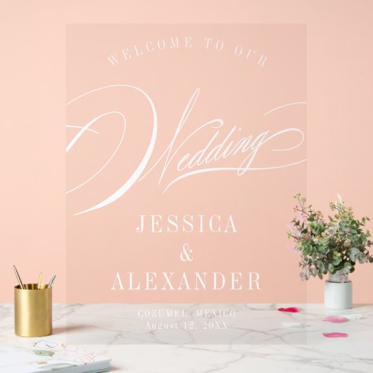 Elegant Calligraphy Wedding Welcome Acryl Bord (Huwelijk)