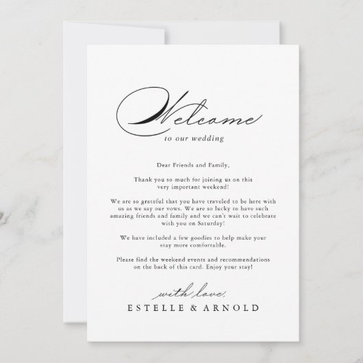 Elegant Calligraphy Wedding Welcome Letter (Voorkant)