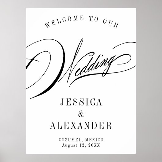 Elegant Calligraphy Wedding Welcome Sign Poster (Voorkant)