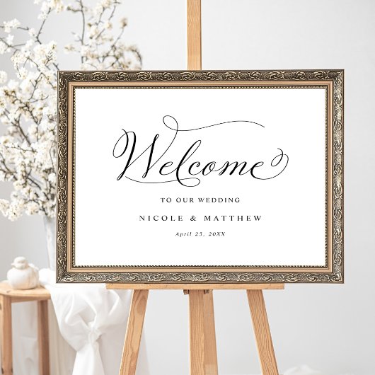 Elegant Calligraphy Wedding Welcome Sign Poster