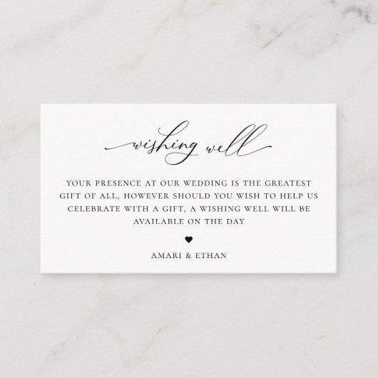 Elegant Calligraphy Wedding Wishing Well Informatiekaartje (Voorkant)