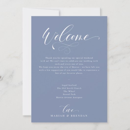 Elegant Calligraphy Welcome Wedding Itinerary Invi Kaart (Voorkant)