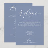 Elegant Calligraphy Welcome Wedding Itinerary Invi Kaart (Voorkant / Achterkant)