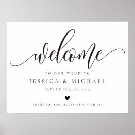 Elegant calligraphy Welcome Wedding Sign Poster