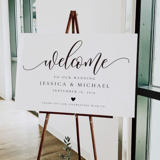 Elegant calligraphy Welcome Wedding Sign Poster
