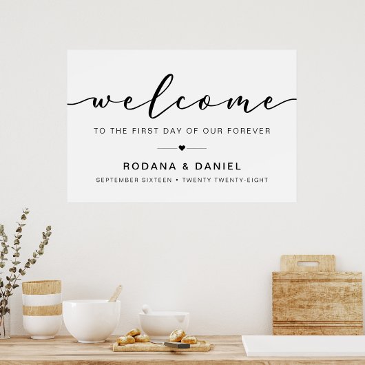 Elegant Calligraphy Welcome Wedding Sign Poster (Keuken)