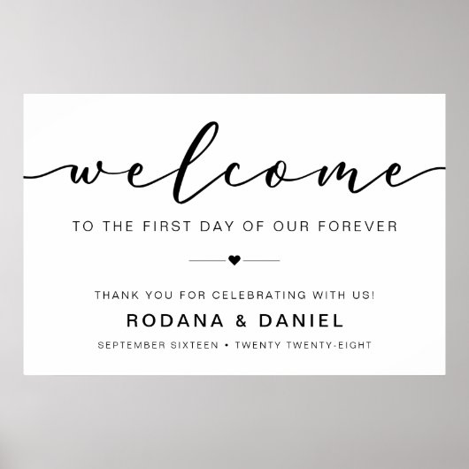 Elegant Calligraphy Welcome Wedding Sign Poster (Voorkant)