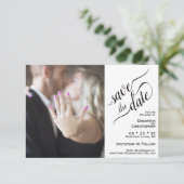 Elegant Calligraphy White 2 Pane Photo Wedding Save The Date (Staand voorkant)
