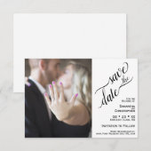 Elegant Calligraphy White Minimalist Wedding Save The Date (Voorkant / Achterkant)