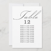 Elegant Calligraphy White Table Seating Kaart (Voorkant)