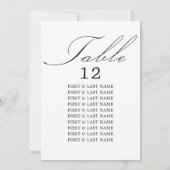 Elegant Calligraphy White Table Seating Kaart (Achterkant)