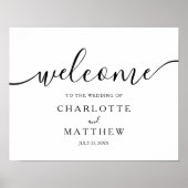 Elegant Calligraphy White Welcome Wedding Poster (Voorkant)